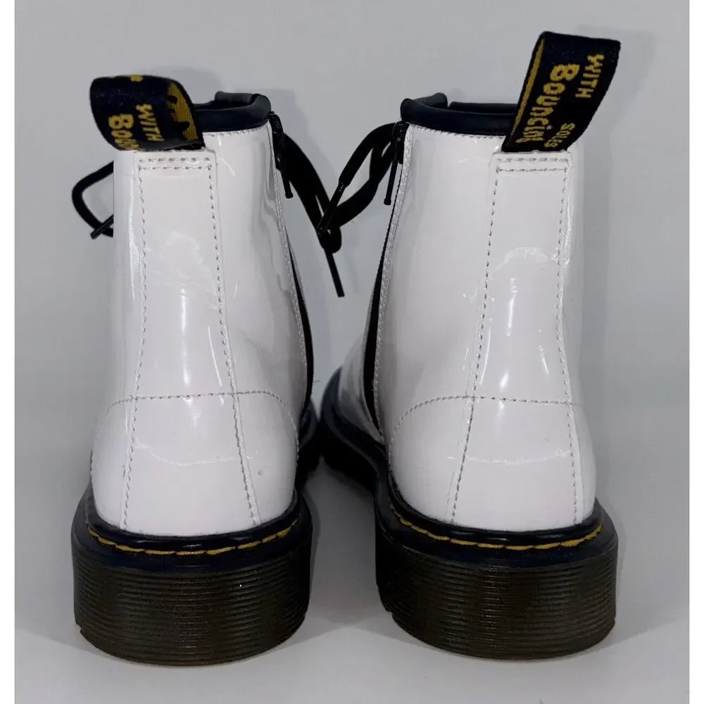 Dr Martens Doc 1460Y Youth Patent Leather Boots White US Big Girl 5‎ Grunge Boho